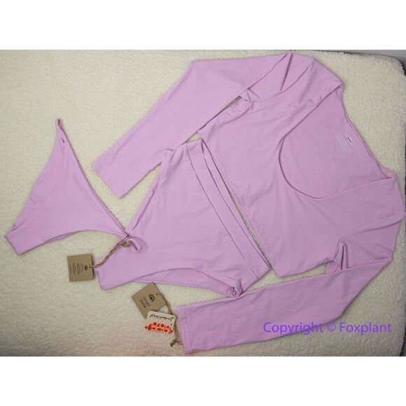 New! Set! Toast Swim crop surf bikini top High‎ Waist, String Bikini Bottom, M - Picture 1 of 16